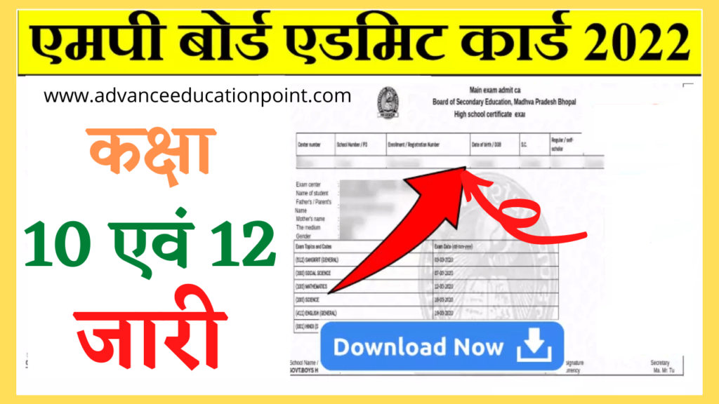 MP Board Admit Card 2022